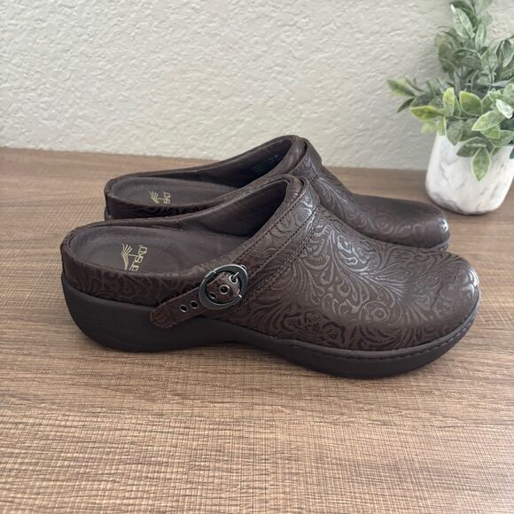 NWOB DANSKO Brown Floral Slide On Shoes - Picture 1 of 6